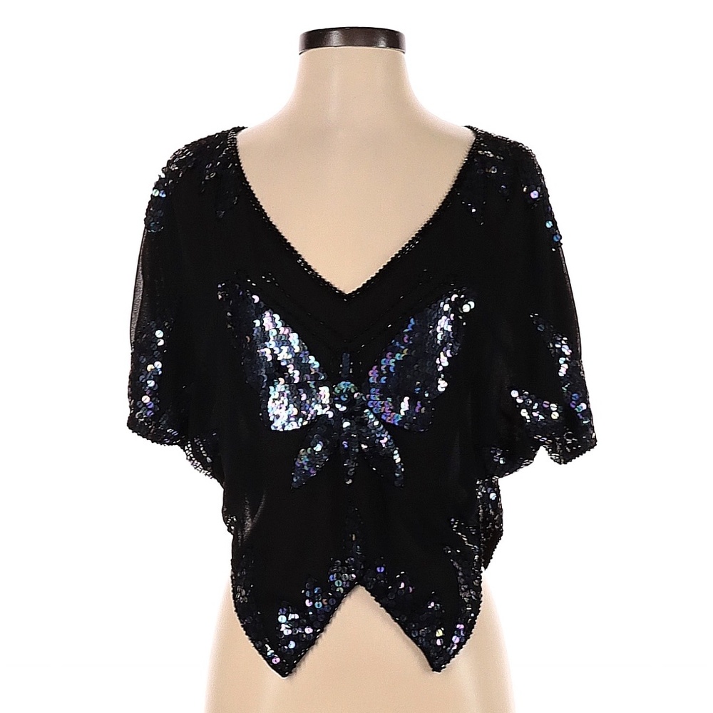 SOLD - Free People black sequin butterfly top